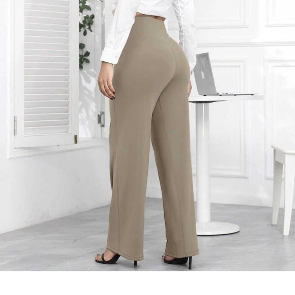 esoft Wide Leg Pants soft blush Size SMALL High Waisted Yoga Work   Pants NEW - Picture 3 of 7